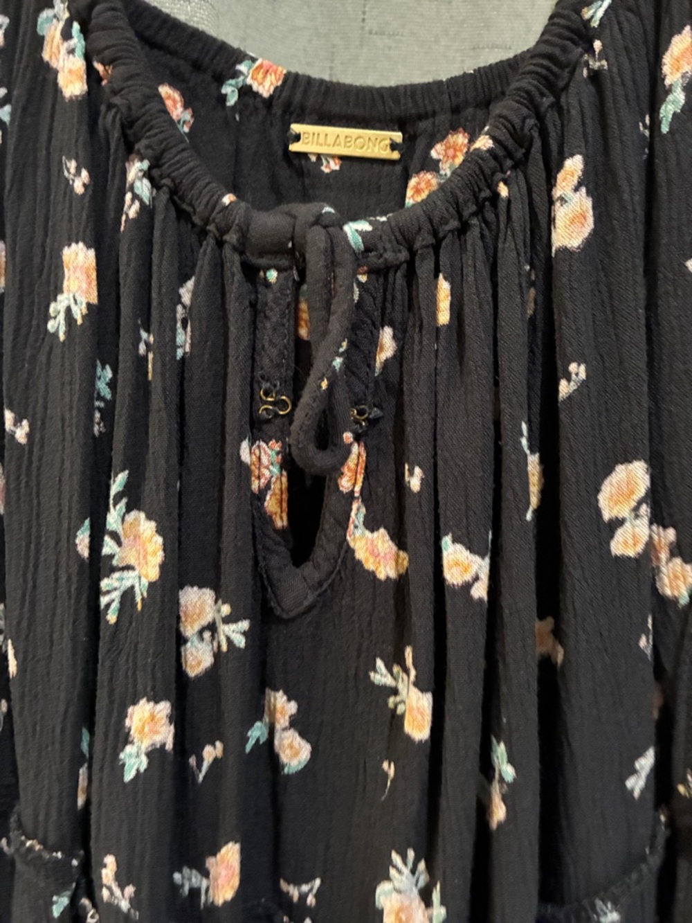 Billabong Black Floral Tie-Front Sundress - Picture 3 of 4